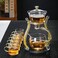 RORA Glass Teapot Set Semi Automatic Drip Rotating with Infuser Lazy Kungfu Tea pot Set (Yellow)