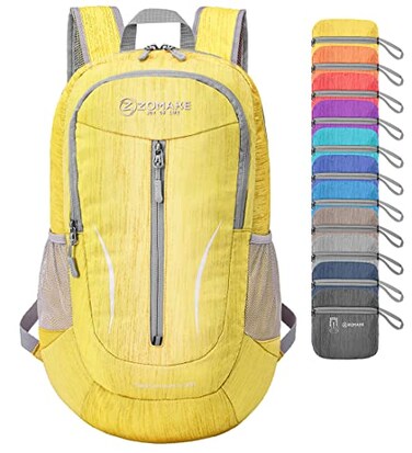 ZOMAKE 25L Lightweight Packable Backpack, Foldable Daypack(Yellow)