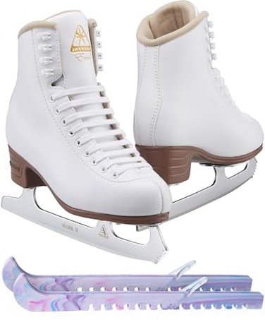 Jackson Ultima Excel JS1291 Womens Ice Skates Width: Medium/Size: Youth 2.5 (Kid's) Bundle with Skate Guards