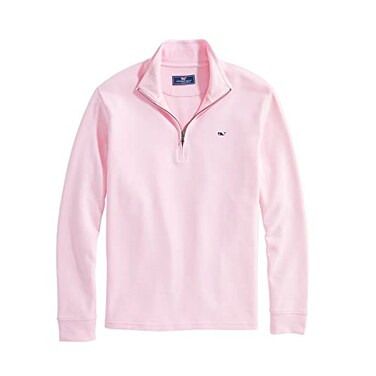 vineyard vines Men's Saltwater Quarter-Zip Pullover Sweater, Pink Cloud Solid, XX-Large