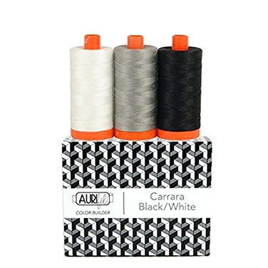 Aurifil Thread CB CarrarBlk/Wh 3pc, black