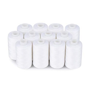 Simthread All Purposes Cotton Quilting Thread 50s/3 Thread for Piecing Sewing etc - 550 Yards Each (12 White)