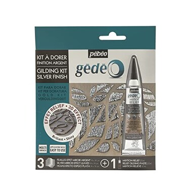 Pebeo GEDEO KIT-Mirror Effect Leaf, Silver Finish Gilding, 3 foils,766597