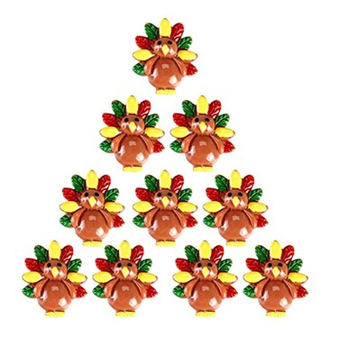 BinaryABC Thanksgiving Turkey Resin Flatback Craft Embellishment,Thanksgiving DIY Crafts Making,10Pcs
