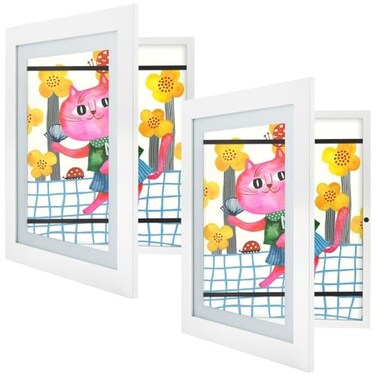 2 Pack 10x12.5 Front-Opening Kids Artwork Frames Changeable (White)