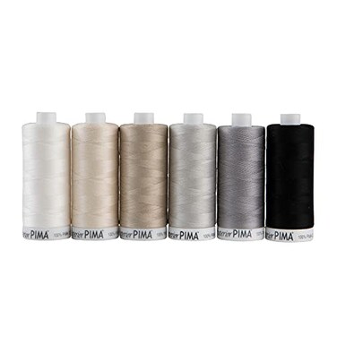 Superior Threads PIMA 50 wt Cotton Sewing Thread Set 1200 Yard Spool 6-Pack (Neutrals)