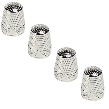 AXEN 4 Pieces Sewing Thimble, Metal Sewing Thimble Finger Protector, Accessories DIY Sewing Tool, Silver