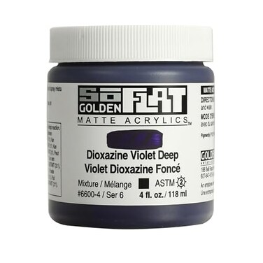 GOLDEN SoFlat Matte Acrylics, Dioxazine Violet Deep, 4 fl. oz. Jar