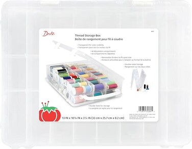 Dritz Double-Sided Thread Storage Box, 48 Compartments, Clear