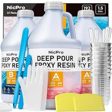 Nicpro Deep Pour Epoxy Resin Kit 1.5 Gallon, 2 to 4 Inch Depth Pour Resin