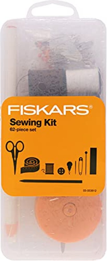 Fiskars 62-Piece Sewing Kit with Scissors, Clear