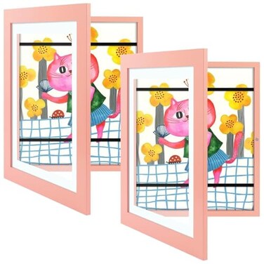 2 Pack 10x12.5 Front-Opening Kids Artwork Frames Changeable (Pink)