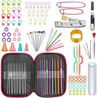 URWOOW 100 Pcs Crochet Hook Set with Yarn Knitting Needles