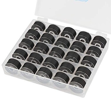 Simthread 25pcs Size A SA156 60WT Prewound Bobbin Thread - Black