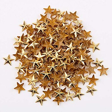 Beadsland Hotfix Iron On, Flat Back Stars Studs - 1/4" Flatback Glue on Studs 500pcs (Gold, 8x8mm)