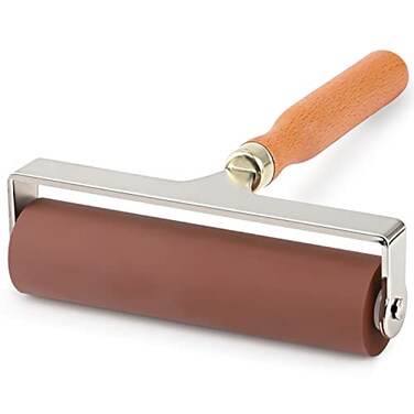 Soft Rubber Roller, Multifunctional Practical Brayer Tool(6-Inch, Brown)