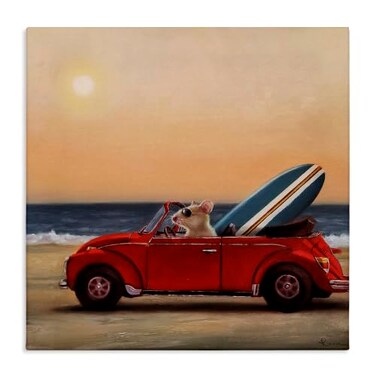 Stupell Industries 'Mouse in Beach Coast Cruiser' Canvas Art