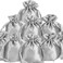 Shappy 50 Pcs 3x4 Satin Gift Bags with Drawstring, Wedding, Silver