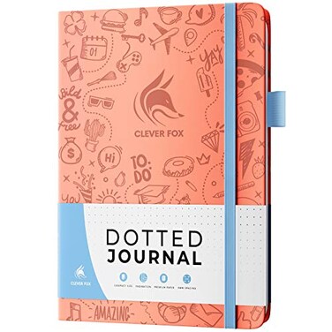 Clever Fox Dotted Journal, Blank A5 Notebook, Project Planner, Light Pink