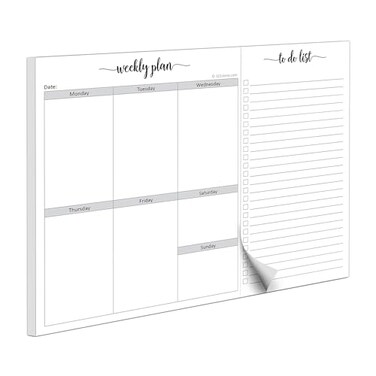 321Done Weekly Planner Notepad, 8.5x11, 50 Sheets, Tear-Off To Do List
