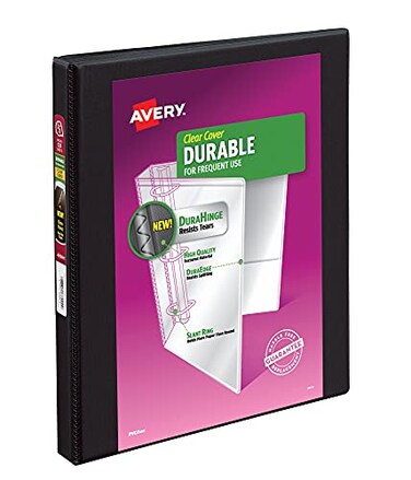 Avery Durable View 3 Ring Binder, 1/2 Inch Slant Rings, 12 Black Binders (17001)