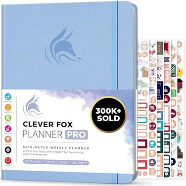 Clever Fox Planner PRO, Undated Weekly Planner, 8.5x11 Periwinkle