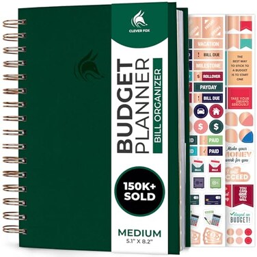 Clever Fox Budget Planner &amp; Monthly Bill Organizer, Medium Dark Green