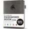 Clever Fox Password Book with Alphabetical Tabs, 7"x10" Keeper Grey