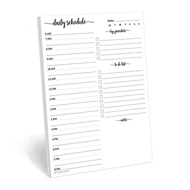 321Done Daily Schedule Notepad, 5.5x8.5 Inches, 50 Sheets, Undated