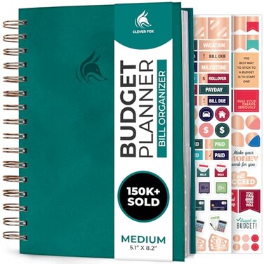 Clever Fox Budget Planner &amp; Monthly Bill Organizer, Medium Dark Teal