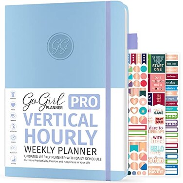 GoGirl Planner PRO Schedule, Weekly Hourly Time Blocking 7x10 Periwinkle
