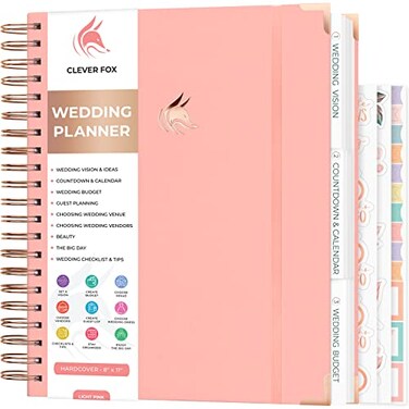 Clever Fox Wedding Planner Book &amp; Organizer Binder Book, Light Pink