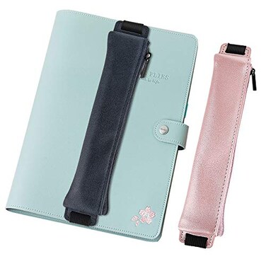 MoKo Elastic Pen Holder for Notebook, 2 Pack PU Leather Pouches