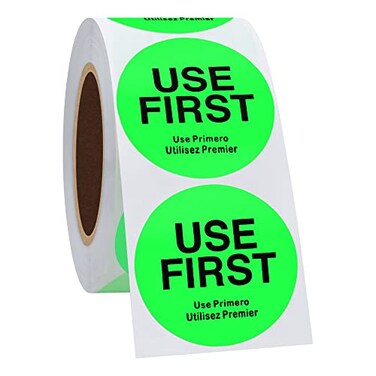 Hycodest 500 Pcs 1.5" Use First Stickers Small Stickers Circle Label Dot Labels Fluorescent Paper, Fluorescent Green