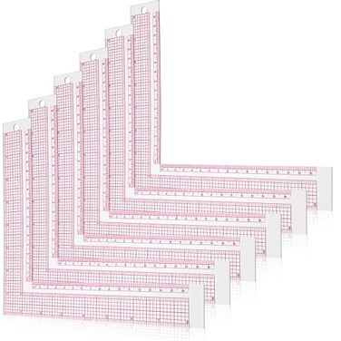 Frienda 4 Pieces L Ruler Clear Plastic Right Angle Measuring for Sewing