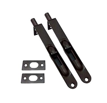 QCAA Solid Brass Flush Bolt, 6", Solid Brass, Round Shape, US10B ORB(Oil-Rubbed Bronze), Made in Taiwan, 2 Pack