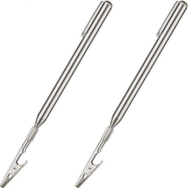 Mudder 2 Pcs Telescoping Clip Metal Extendable Wire Clamp Tool,Silver
