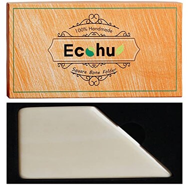 ECOHU Square Bone Folder - Genuine Bone, Paper &amp; Leather Crafts, Card Making, Origami, Bookbinding, Scrapbooking, Non-Scratch, Non-Stick