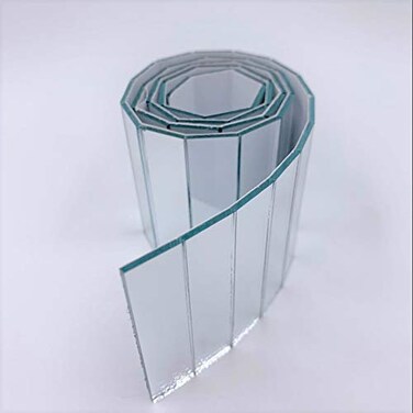 NUO RUI 1/2" x 2" Adhesive Mirror Tile Row Real Glass Rectangular Mirror Sticker for Craft Projects