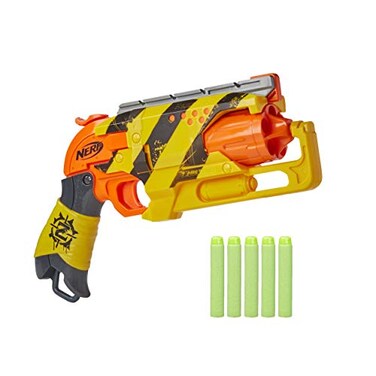 Nerf Zombie Strike Hammershot Blaster, Pull-Back Hammer-Blasting Action, 5 Darts ( )