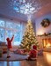 DG-Direct Christmas Tree Topper Lighted Star Silver],3D Hollow Sparkling Star Christmas Tree Topper with Rotating Magic Cool White Snowflake Projector for Christmas Tree Ornament (Silver)