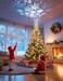 DG-Direct Christmas Tree Topper Lighted Star Silver],3D Hollow Sparkling Star Christmas Tree Topper with Rotating Magic Cool White Snowflake Projector for Christmas Tree Ornament (Silver)