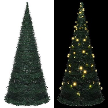 vidaXL Pop-up String Artificial Pre-lit Christmas Tree Green 7 ft