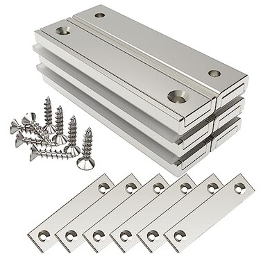 Magnetpro 6 Pieces Rectangular Magnets with Counterparts 70 LB Force