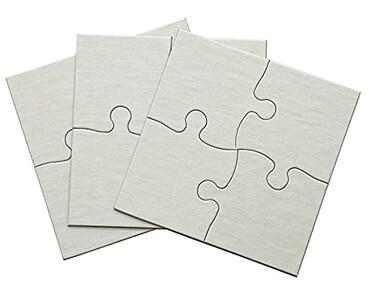INOVART Lil' Ones 4-Piece Blank Puzzle, 50 Puzzles Per Package, 4" x 4", White