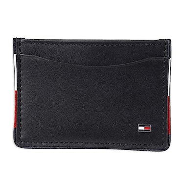 Tommy Hilfiger Men's,Leather Card Case Wallet, Compact,Rfid Blocking,Slim,Black Piper, One Size