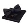 Silk Bow Ties For Men Black Pre-tied Solid Bowtie and Pocket Square Cufflink Sets (0577-12)