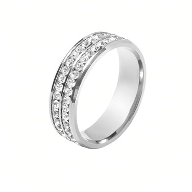 DiBanGu Mens Tie Ring Solid Tie Accessories with Diamond for Necktie Wedding Party Gift, Silver