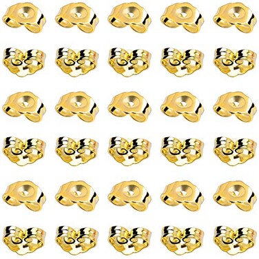SANNIX 30pcs/15 Pairs Gold Plated Earring Backs Yellow Replacement Secure
