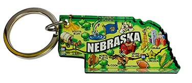 Nebraska Keychain Souvenir with State Map Acrylic Decorative Key Chain